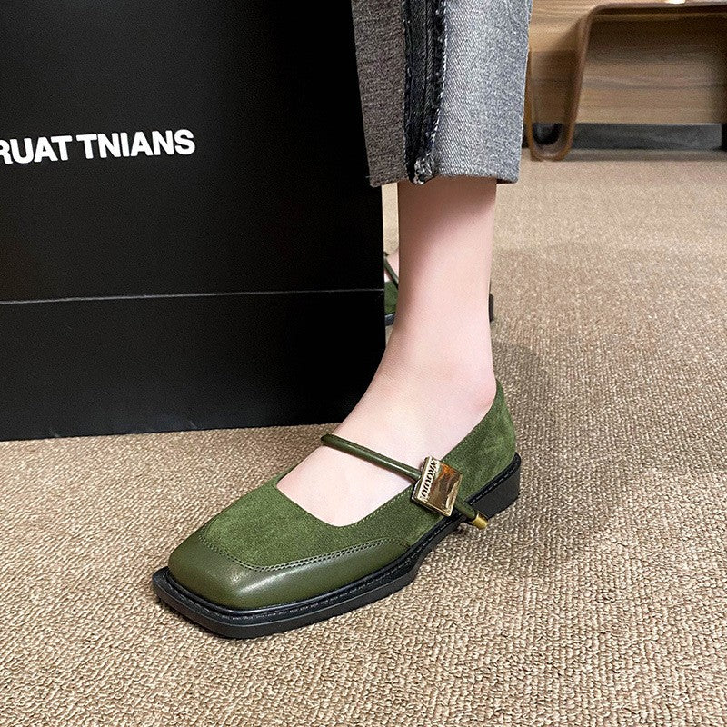Two Tone Square Toe Mary Jane Flats