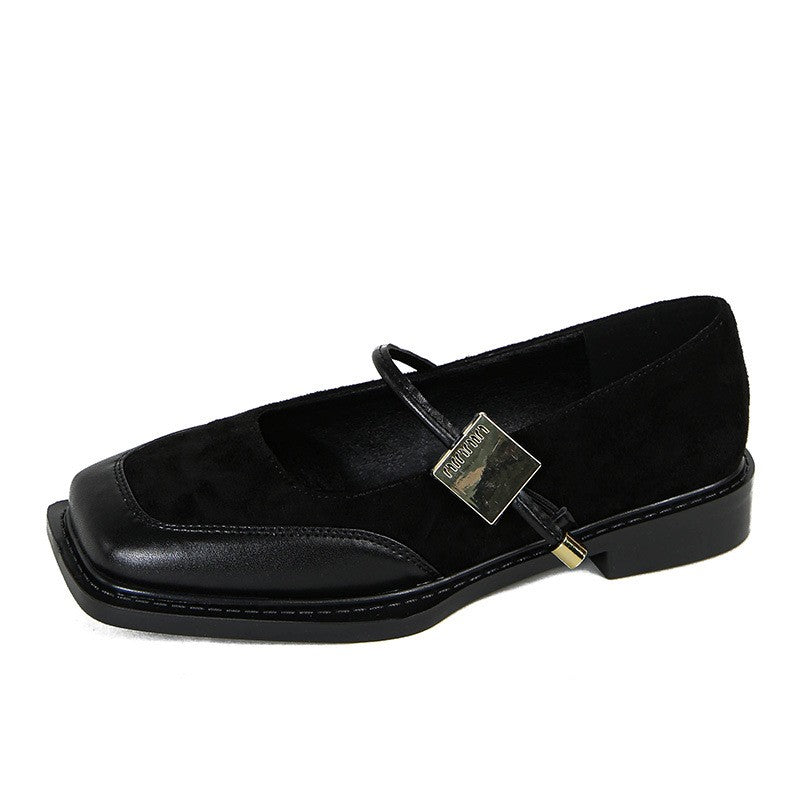 Two Tone Square Toe Mary Jane Flats
