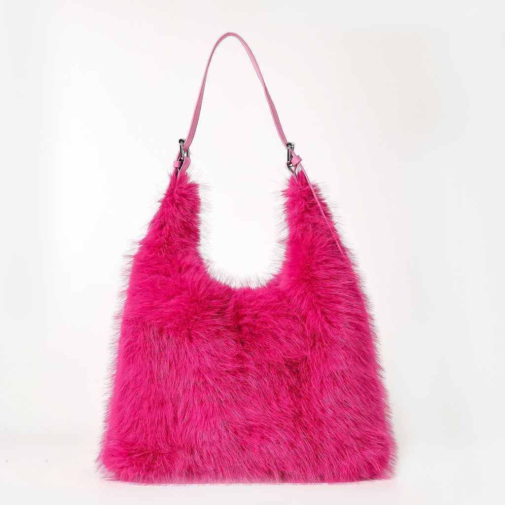 Fluffy Shaggy Faux Fur Hobo Bag