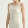 Ruched Layered Strap Padded Slim Fit Workout Tank
