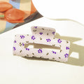 Ditsy Floral Cherry Rectangle Hair Claw Clip - Purple