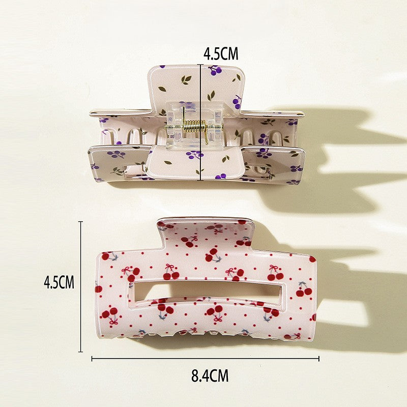 Ditsy Floral Cherry Rectangle Hair Claw Clip - view 1