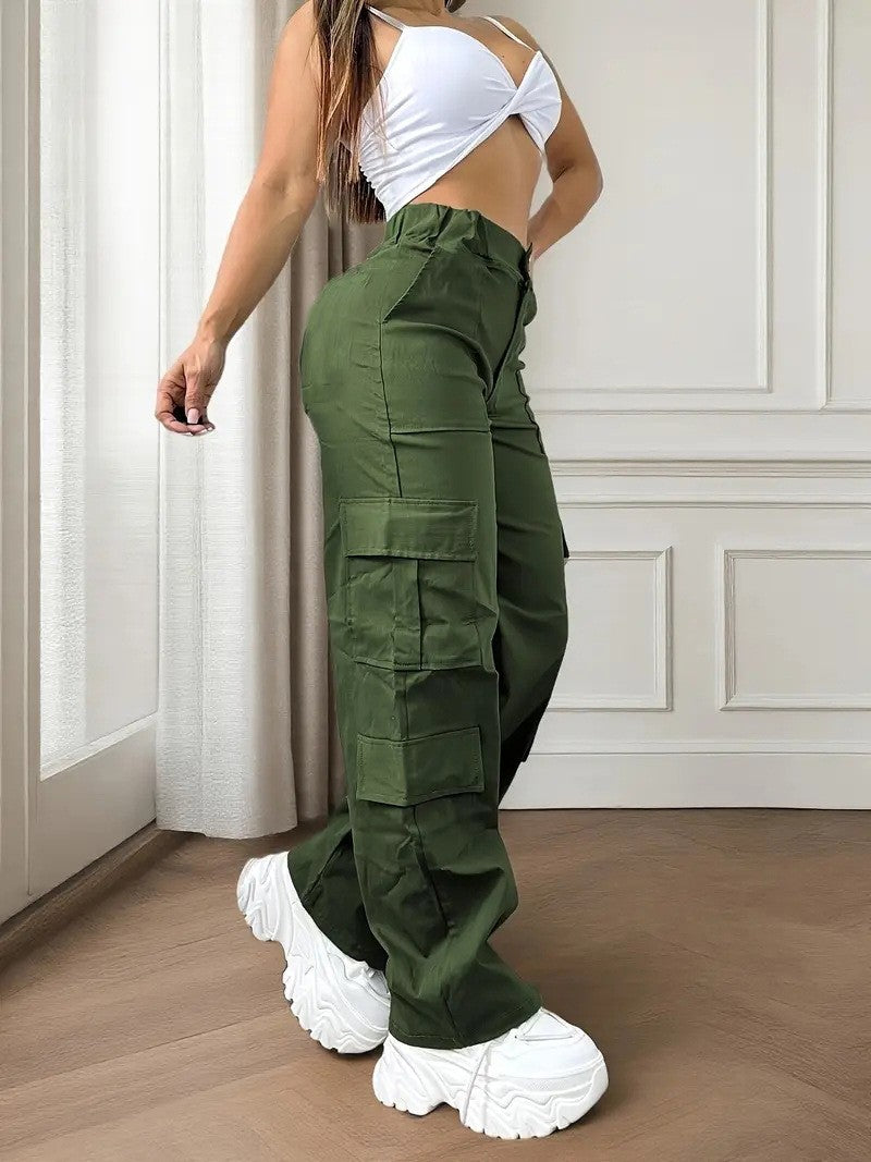 Loose Straight Leg Multi Pocket Cargo Pants