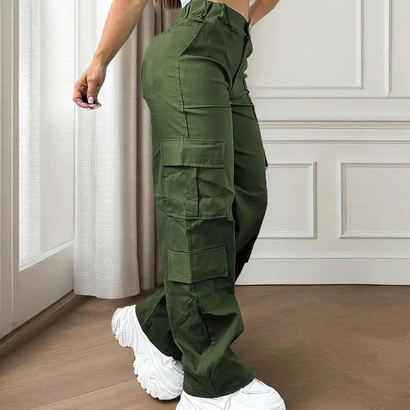 Loose Straight Leg Multi Pocket Cargo Pants