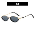 Small Frame Metal Cat Eye Sunglasses - Black