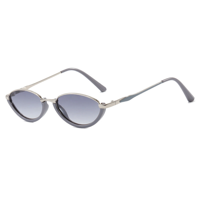 Small Frame Metal Cat Eye Sunglasses - Grey
