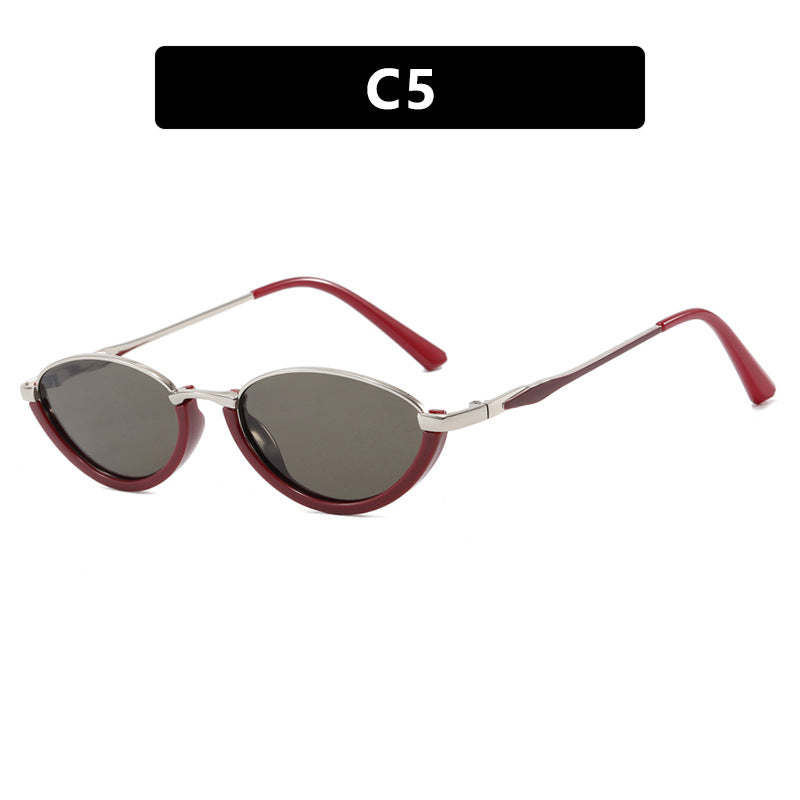 Small Frame Metal Cat Eye Sunglasses - Red