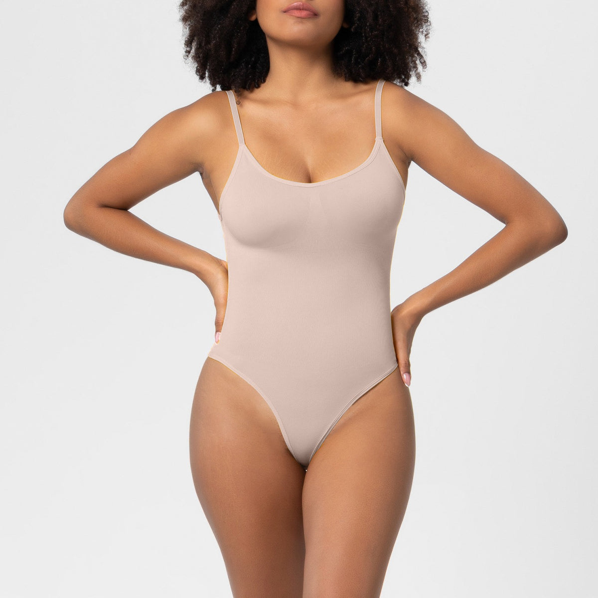 Seamless Sculpting Scoop Neck Thong Bodysuit
