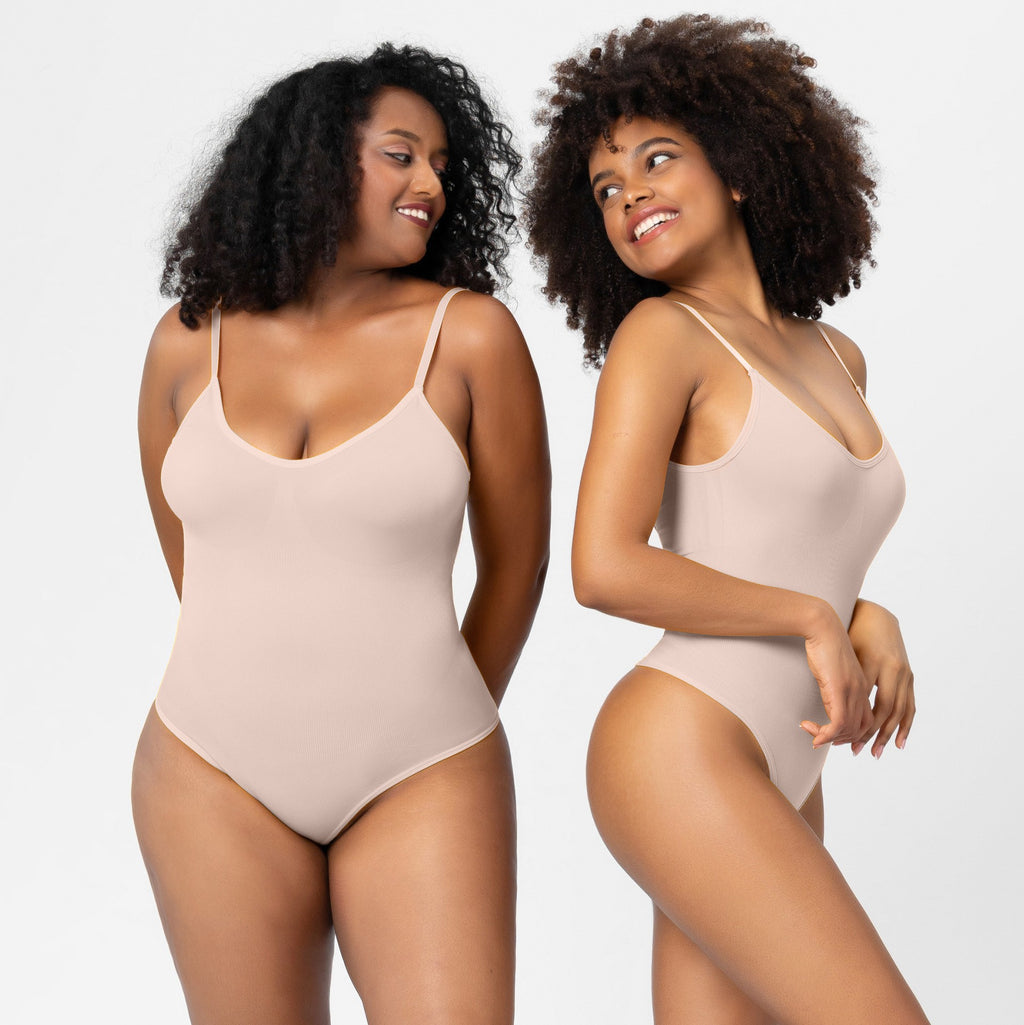 Seamless Sculpting Scoop Neck Thong Bodysuit