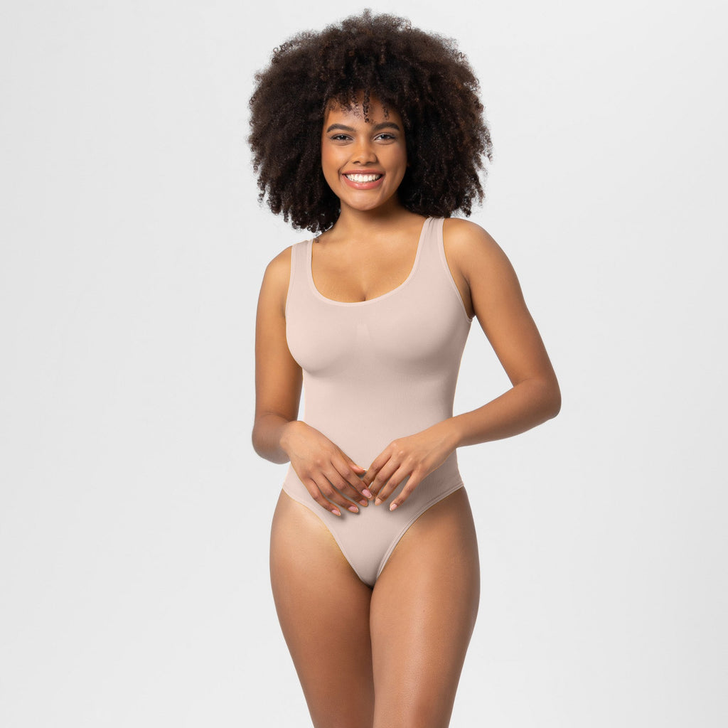 Seamless Sculpting Scoop Neck Thong Bodysuit