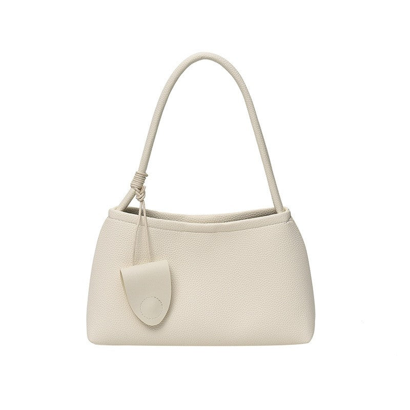 Faux Suede Shoulder Bag with Zip Pouch - White Pebbled