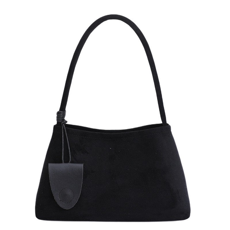 Faux Suede Shoulder Bag with Zip Pouch