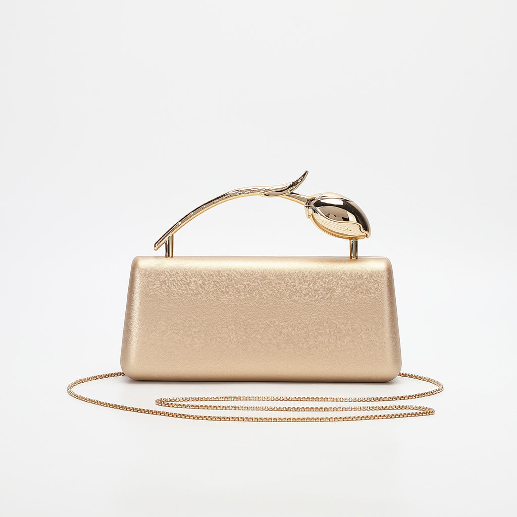 Tulip Handle Box Clutch with Chain Strap