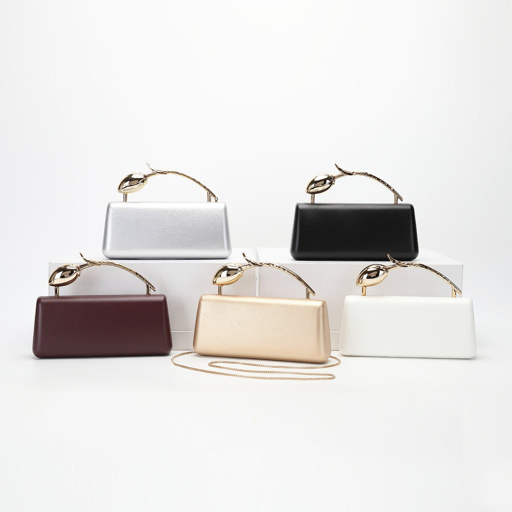 Tulip Handle Box Clutch with Chain Strap
