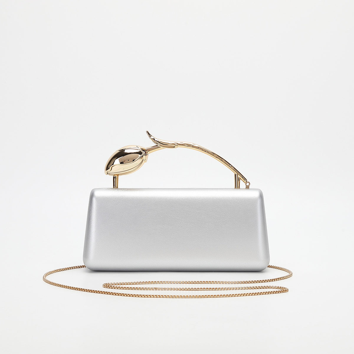 Tulip Handle Box Clutch with Chain Strap