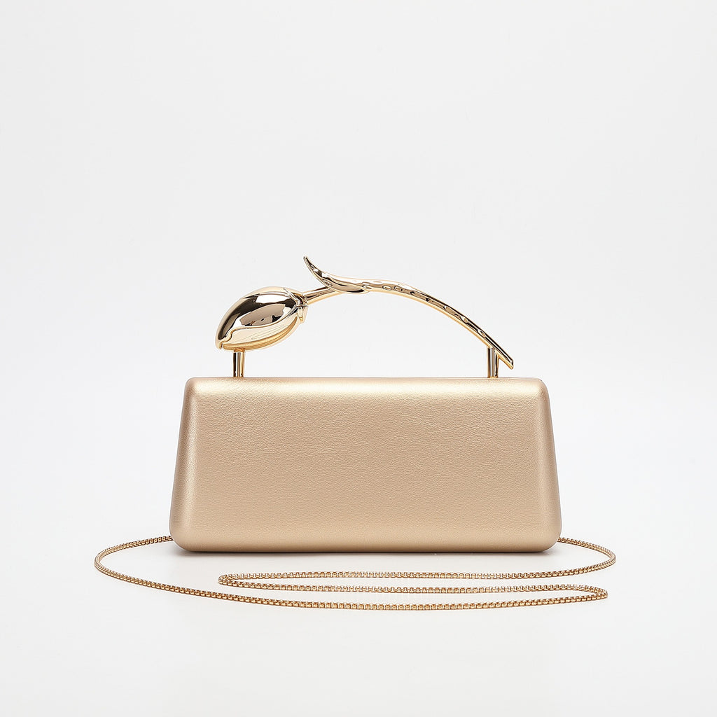 Tulip Handle Box Clutch with Chain Strap