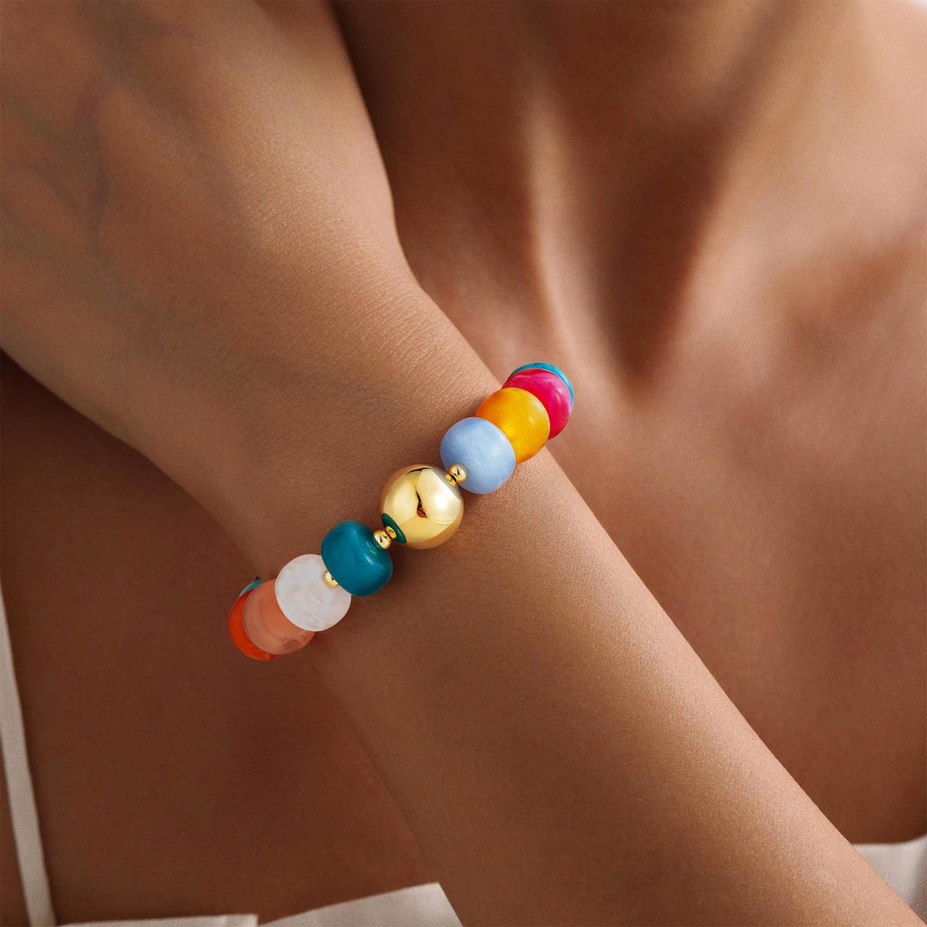 Chunky Resin Rondelle Beaded Bracelet With Ball Bead - Colorful - 1