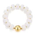 Chunky Resin Rondelle Beaded Bracelet With Ball Bead - White