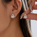 Spooky Cat And Ghost Enamel Stud Earrings - Ghost