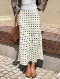 Dotted Fishtail Hem Maxi Skirt - Apricot