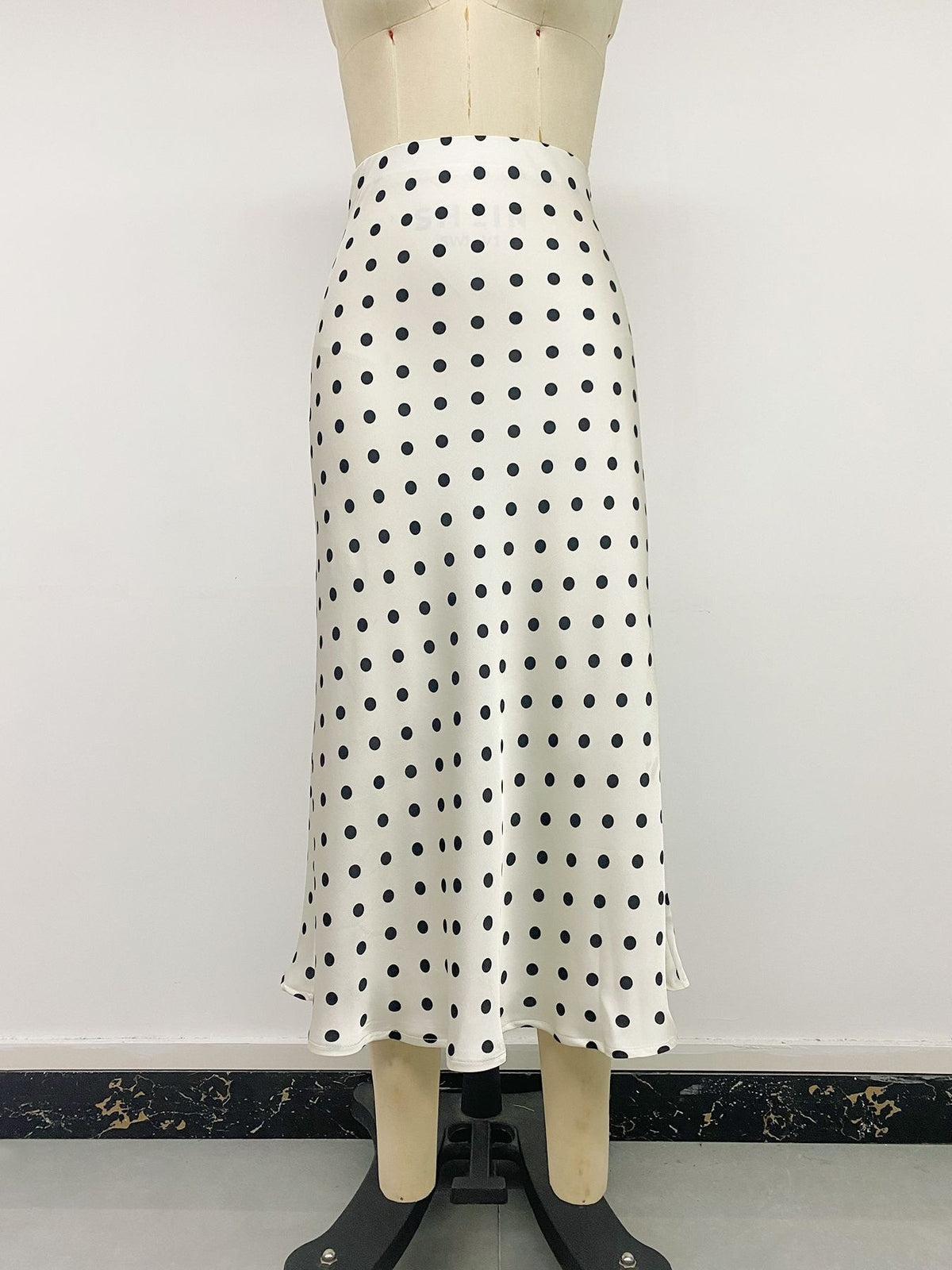 Dotted Fishtail Hem Maxi Skirt - Apricot - 1