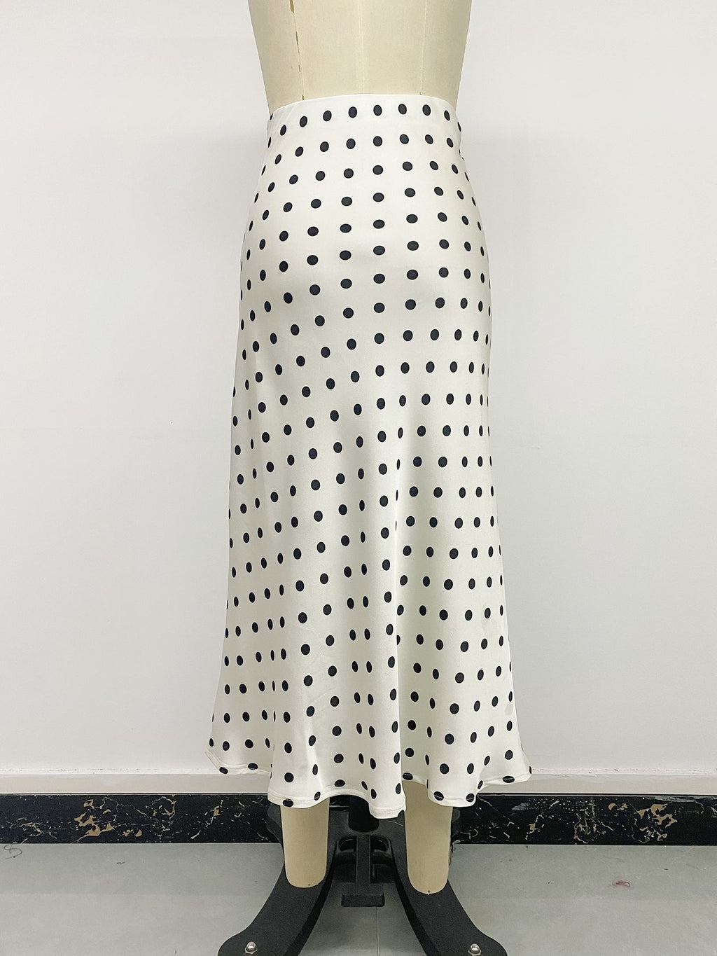 Dotted Fishtail Hem Maxi Skirt - Apricot - 2