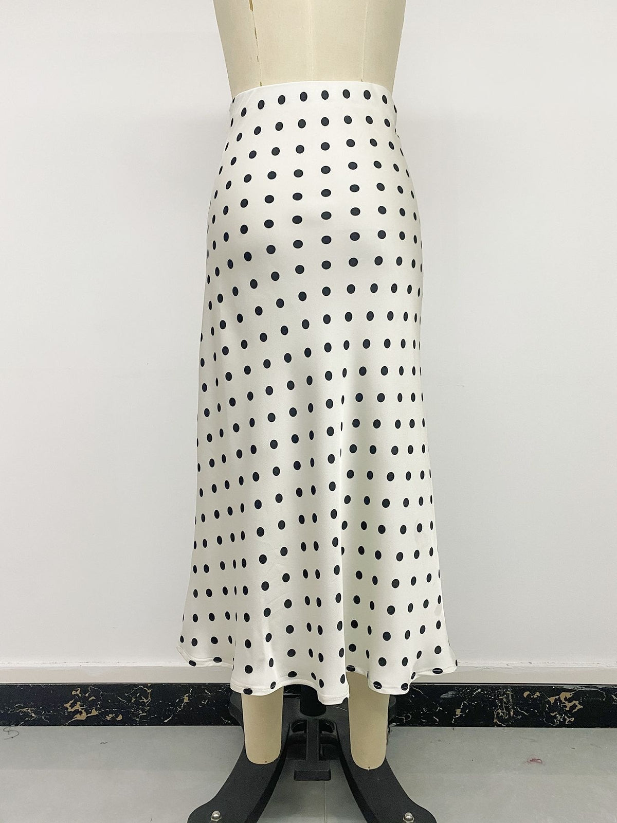 Dotted Fishtail Hem Maxi Skirt - Apricot - 2