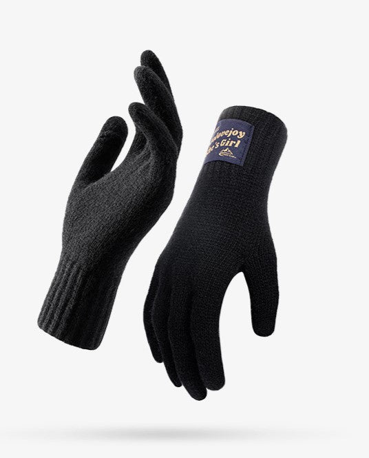 Convertible Flip Top Knit Touchscreen Gloves - Black