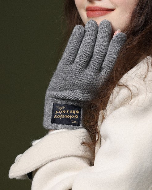 Convertible Flip Top Knit Touchscreen Gloves - Grey - 1