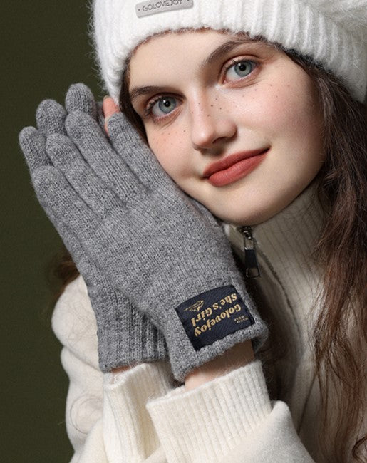 Convertible Flip Top Knit Touchscreen Gloves - Grey - 2