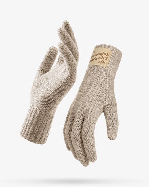 Convertible Flip Top Knit Touchscreen Gloves - Khaki