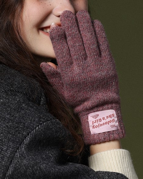 Convertible Flip Top Knit Touchscreen Gloves - Purple - 2
