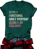 Faded Multicolor Slogan Graphic Tee - Green