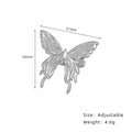 Sculpted Butterfly Adjustable Open Ring - Silvery