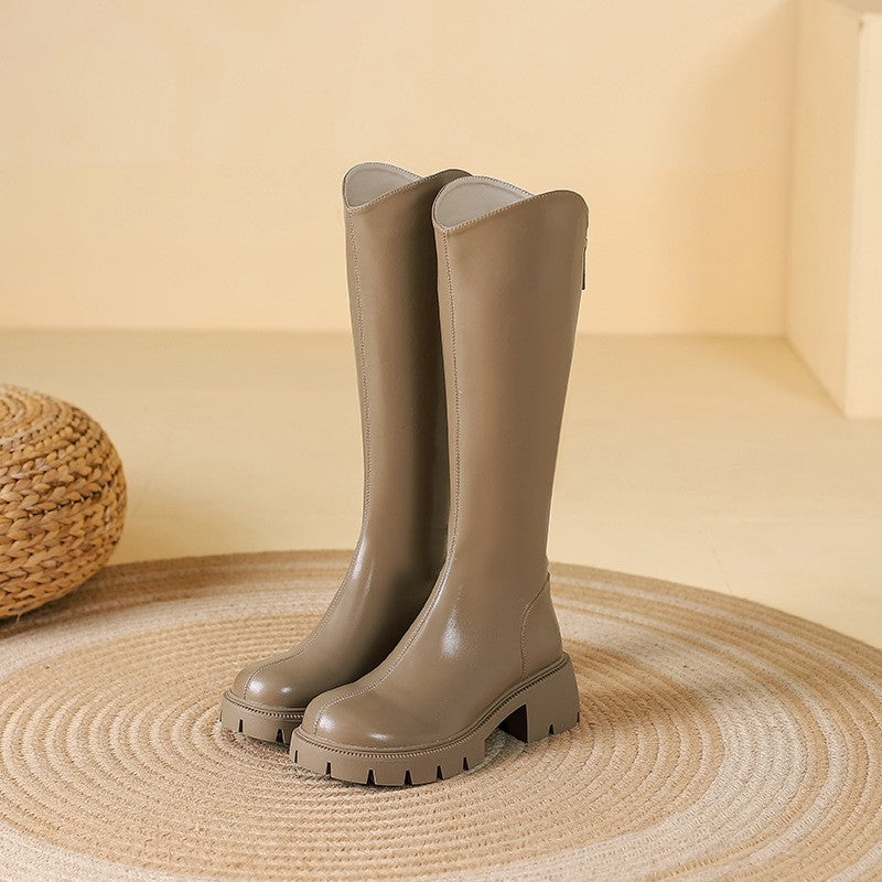 Lug Sole Knee High Riding Boots