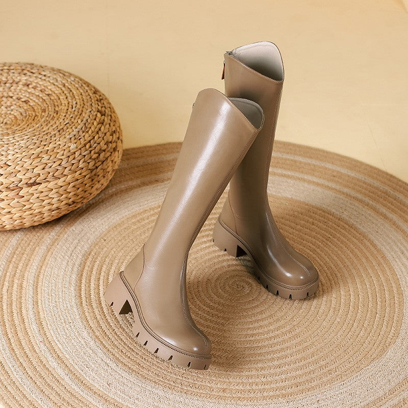 Lug Sole Knee High Riding Boots