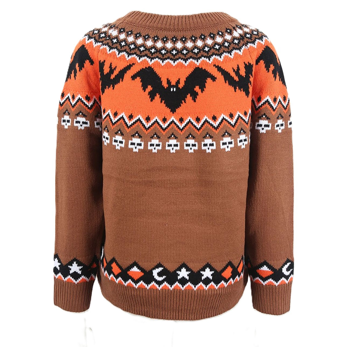 Bat And Skull Fair Isle Knit Sweater - Camel - 2