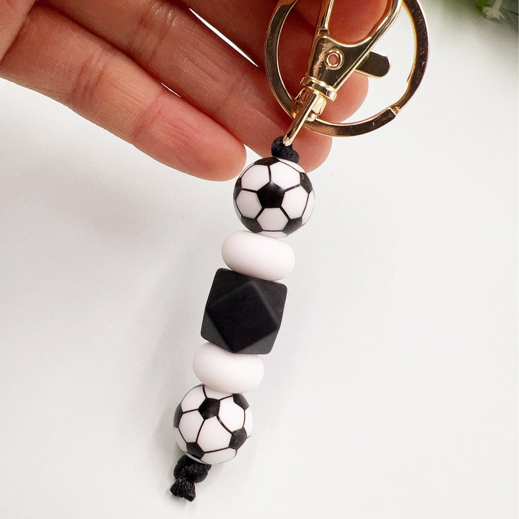 Athletic Bead Charm Keychain With Clip - Football