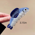 Marbled Fish Figure Hair Claw Clip - Blue