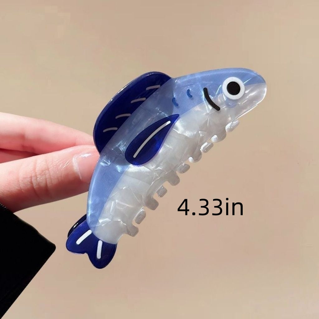 Marbled Fish Figure Hair Claw Clip - Blue02