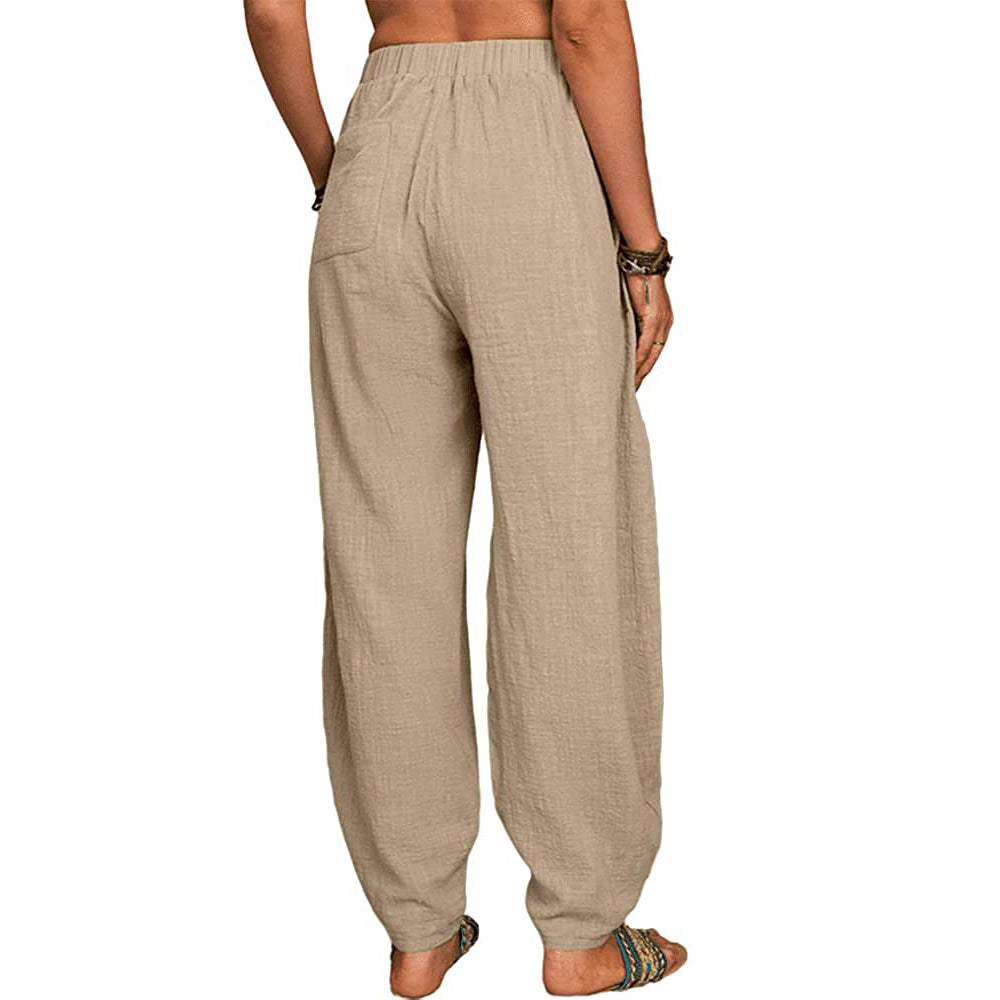 Relaxed Cotton Harem Pants With Pockets