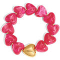 Puffy Heart Bead Stretch Bracelet - Rose