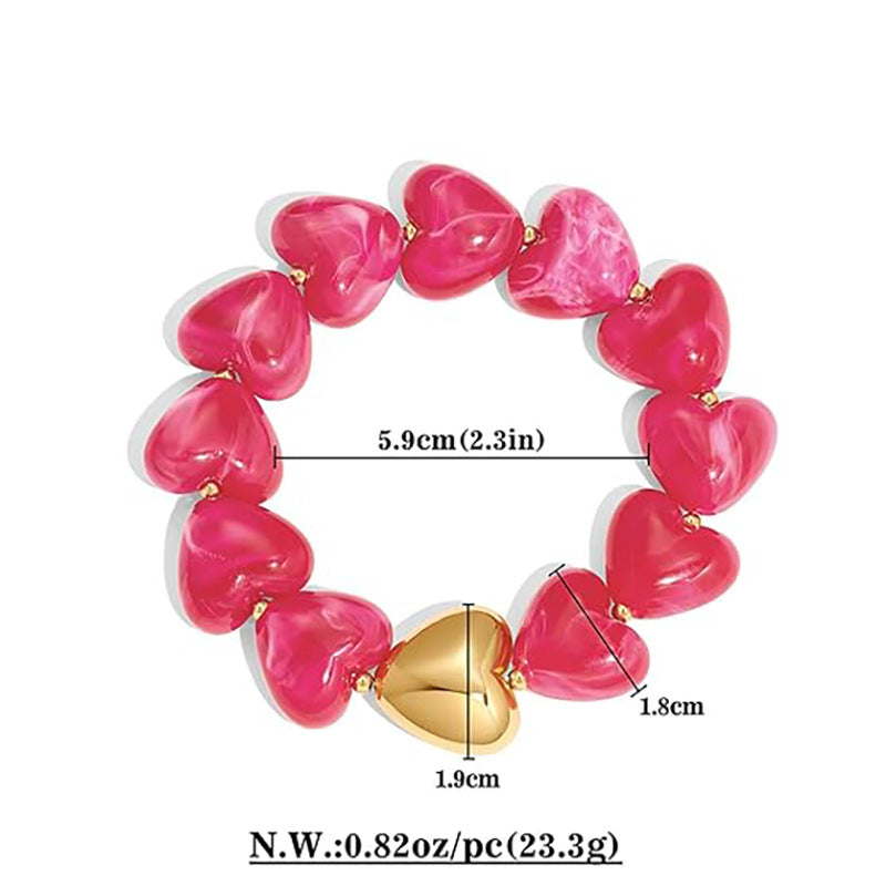 Puffy Heart Bead Stretch Bracelet