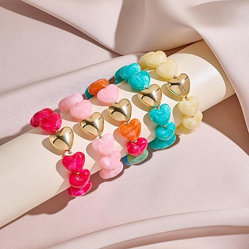Puffy Heart Bead Stretch Bracelet - view 1