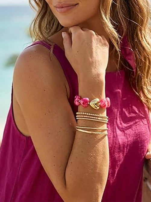 Puffy Heart Bead Stretch Bracelet - view 3