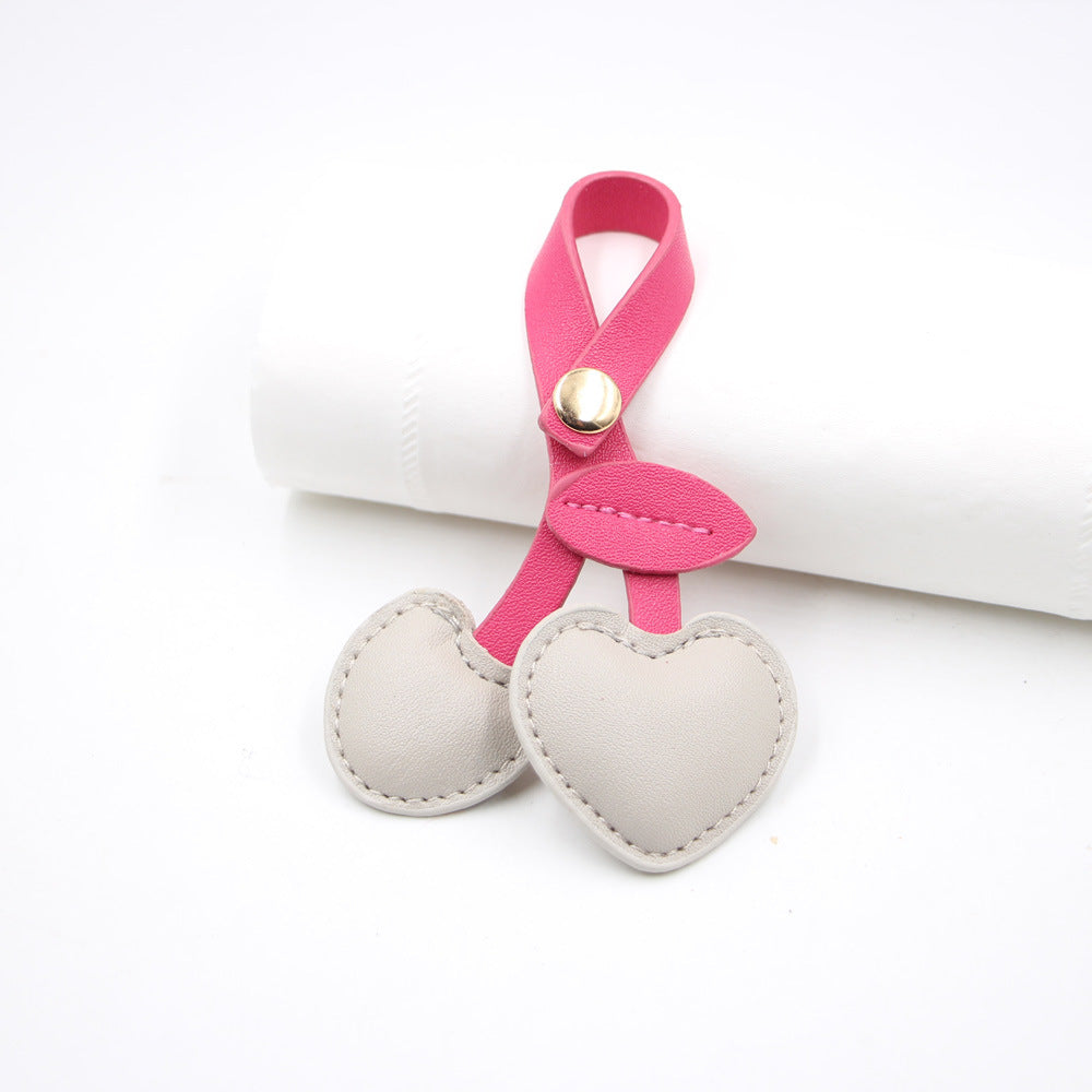 Puffy Heart Cherry Bag Charm - Grey