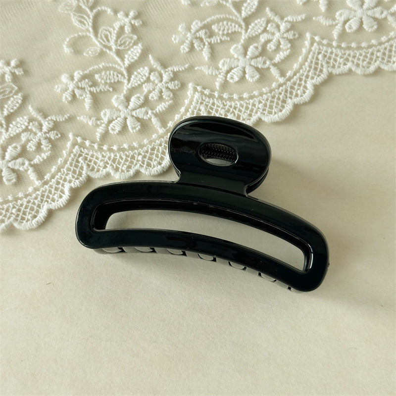 Glossy Hollow Open Frame Hair Claw Clip - Black