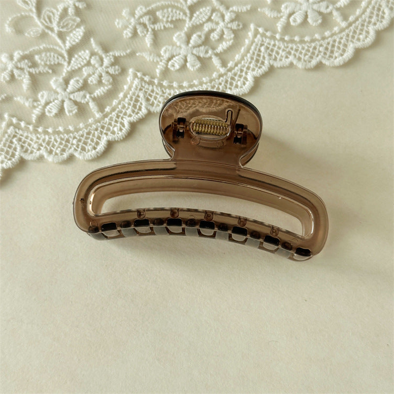 Glossy Hollow Open Frame Hair Claw Clip - Coffee