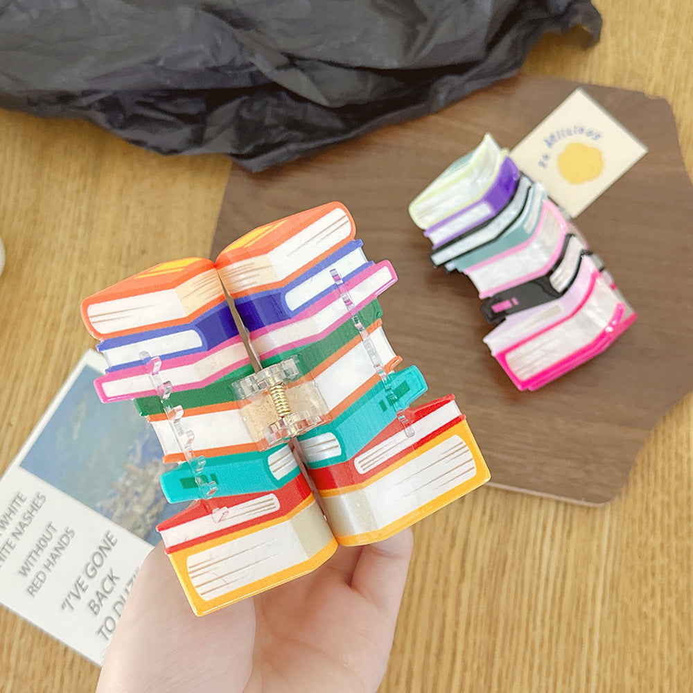Stacked Book Shaped Mini Hair Clips
