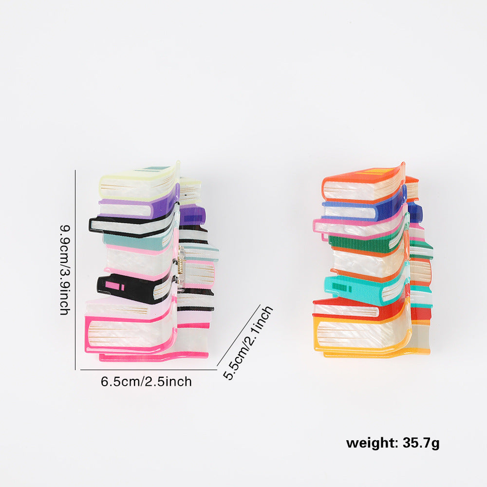 Stacked Book Shaped Mini Hair Clips - view 1